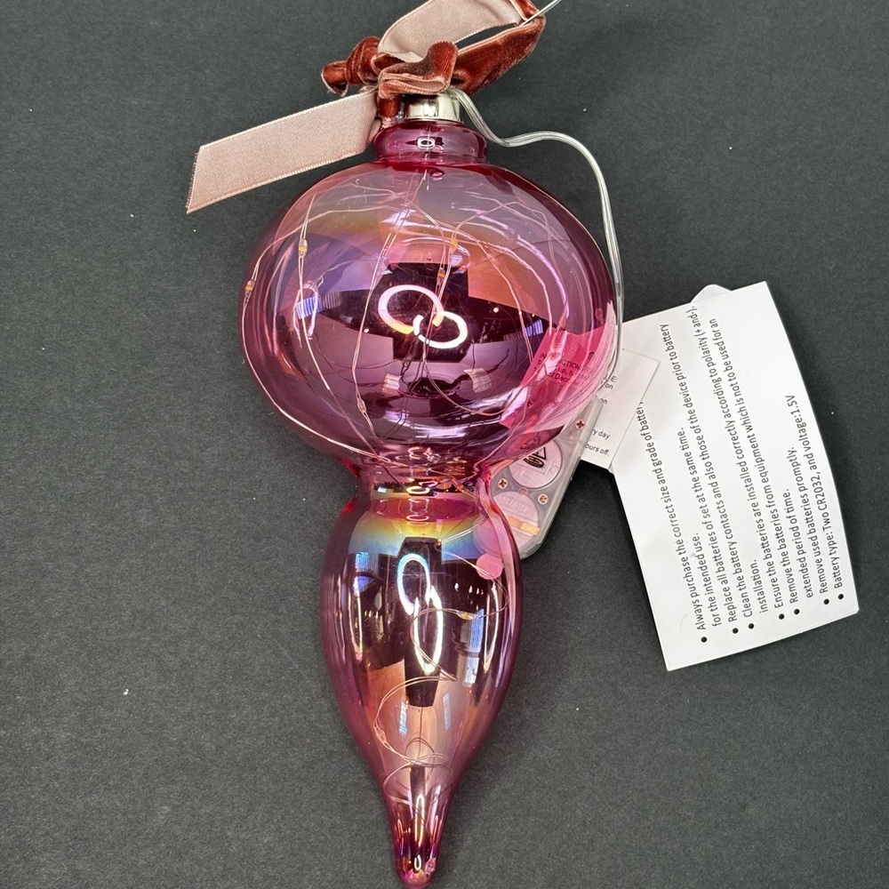 NWT Anthropologie Stellar Glass Light Up Ornament PINK 9” - Picture 4 of 7